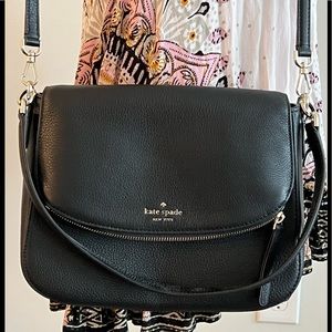 Kate Spade Black leather saddle Crossbody purse-handbag